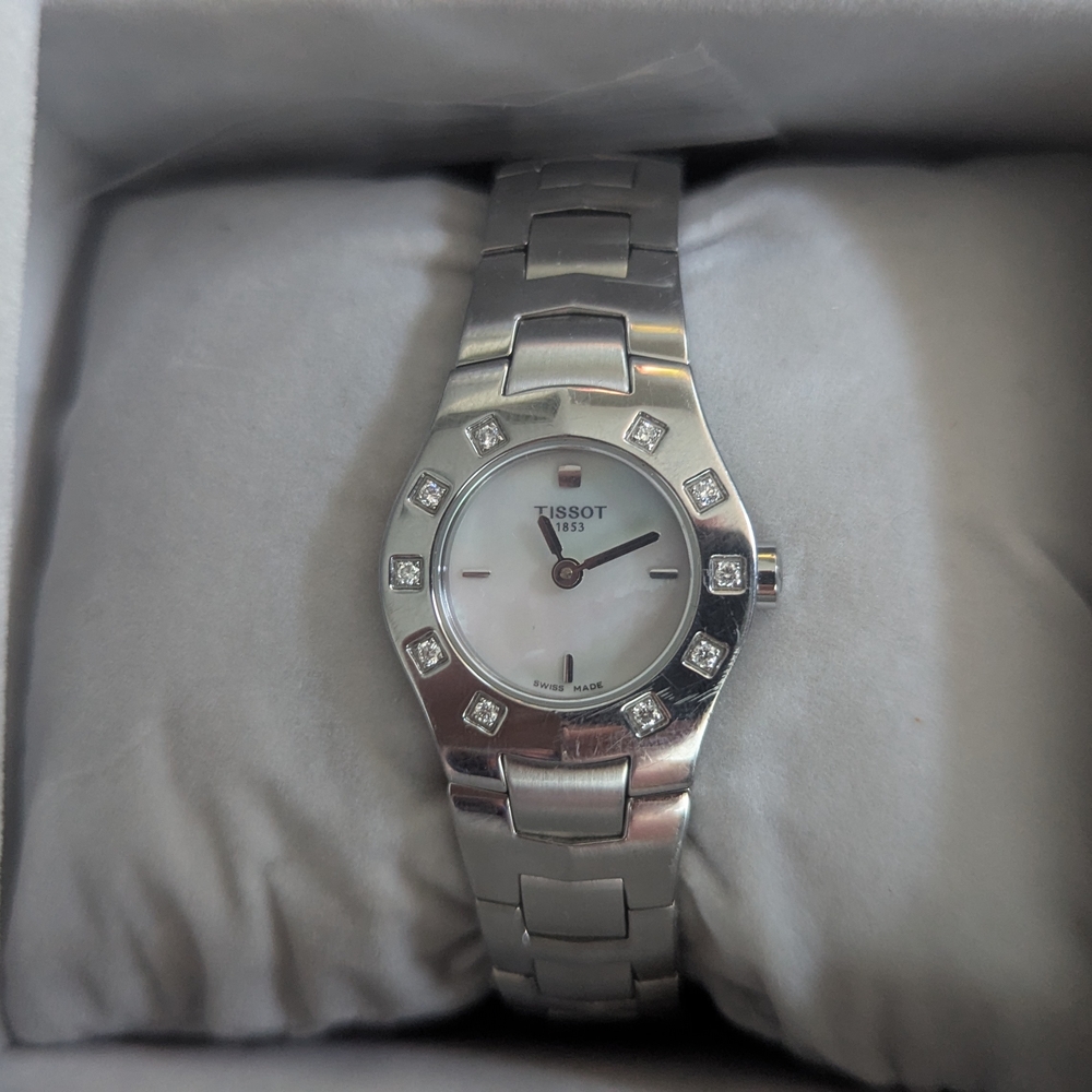 Tissot Silver Watch with Diamond Accents